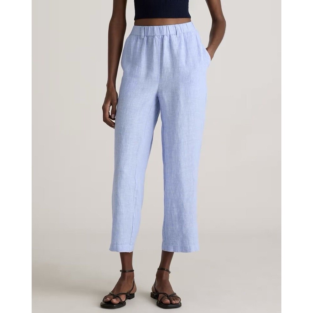 NWT Quince 100% European Linen Pants French Blue Pull On Women’s Size XL NEW $98